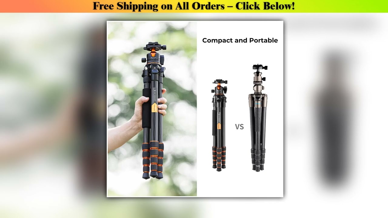 K&F Concept Professional Carbon Fiber Tripod for DSLR Camera Stand 15kg/33lbs Max Load with 360