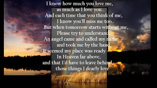 Instrumental "When Tomorrow Starts without me"  Lyrics Christian Funeral Song loss grief