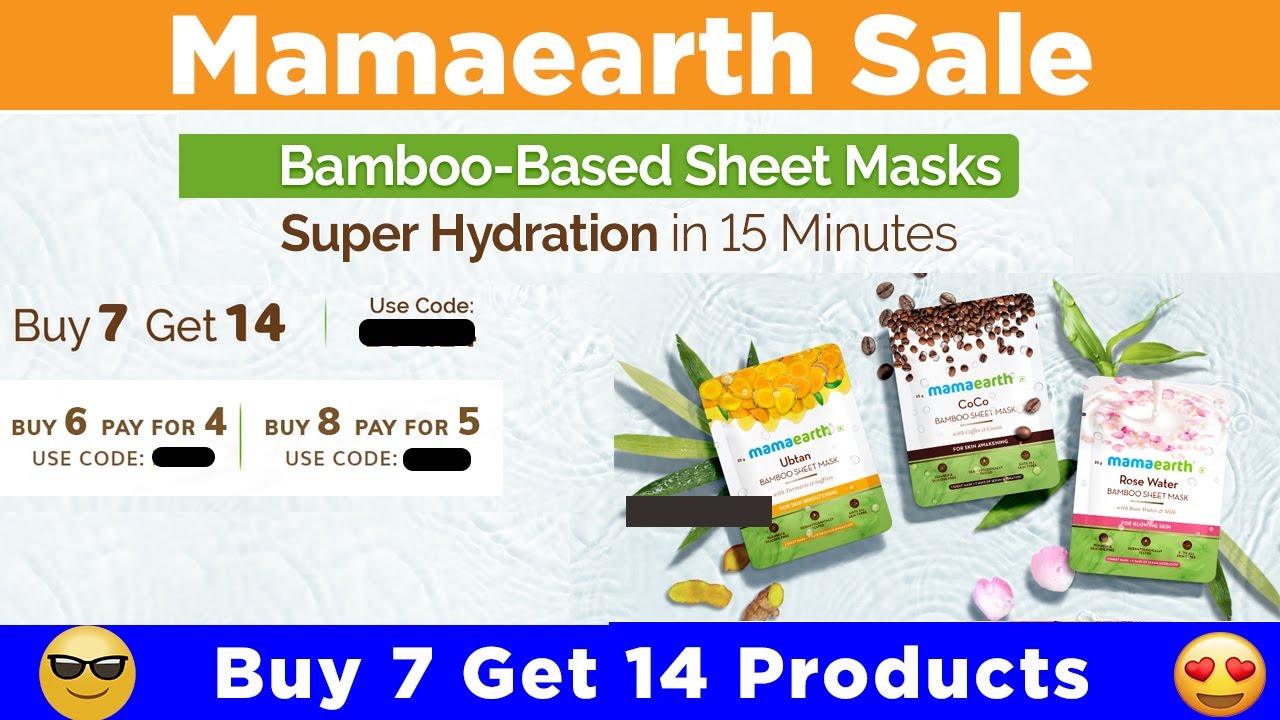 Mamaearth Sale : Sheet Face Masks Offer Buy 14 pay for 7 & More 😍: Mamaearth Offer
