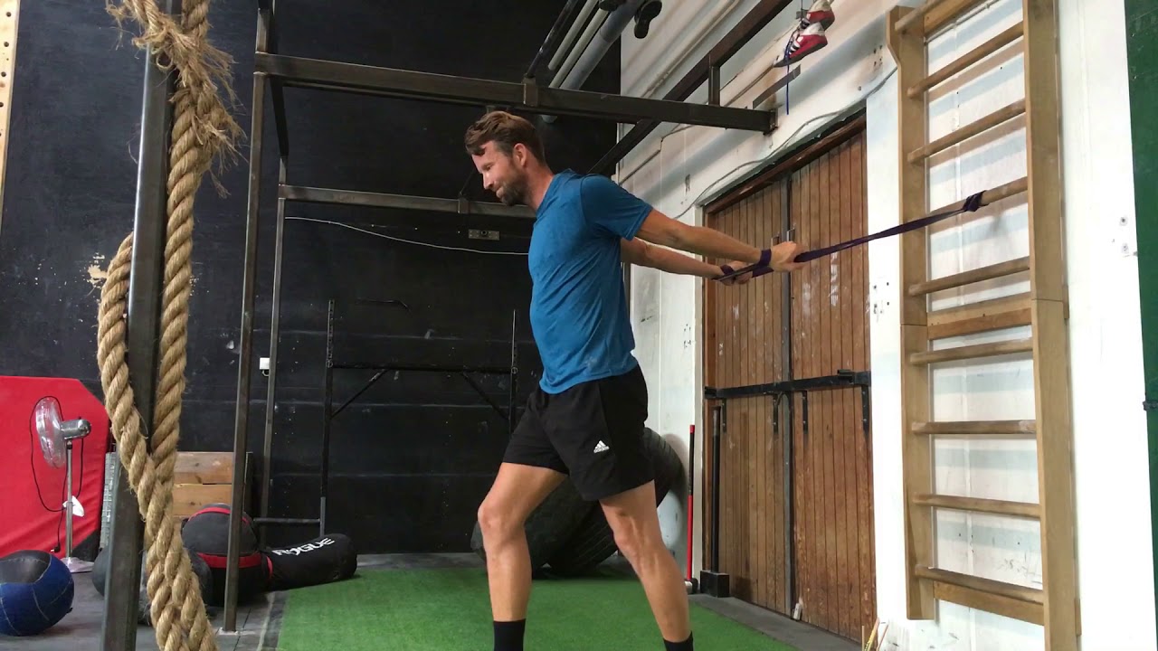 Banded shoulder extension stretch - YouTube