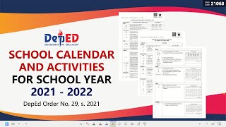 DepEd School Calendar and Activities for SY 2021-2022