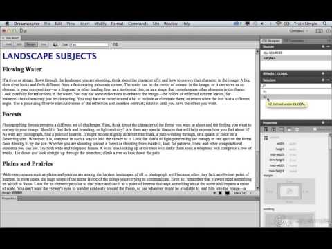Dreamweaver CC Tutorial  Getting Started with CSS  Create a Second Element Selector