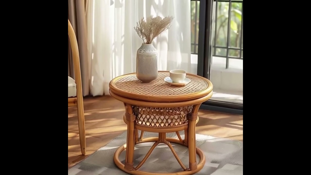 Hand-woven round coffee table: Bring natural light and shadow into your home