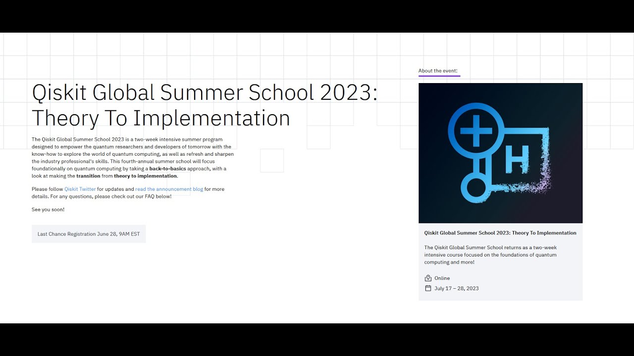 Qiskit Global Summer School 2023 YouTube