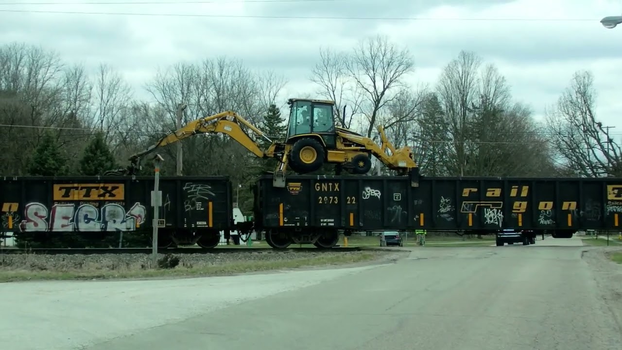 3/19/24 part 2 lsrc 4305 112 caboose (shoving platform) dropping off ties in clio then shoving back
