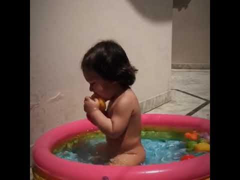 bath-tub-for-kids-|-rehaan-playing-with-toys-in-inflatable-bath-tub