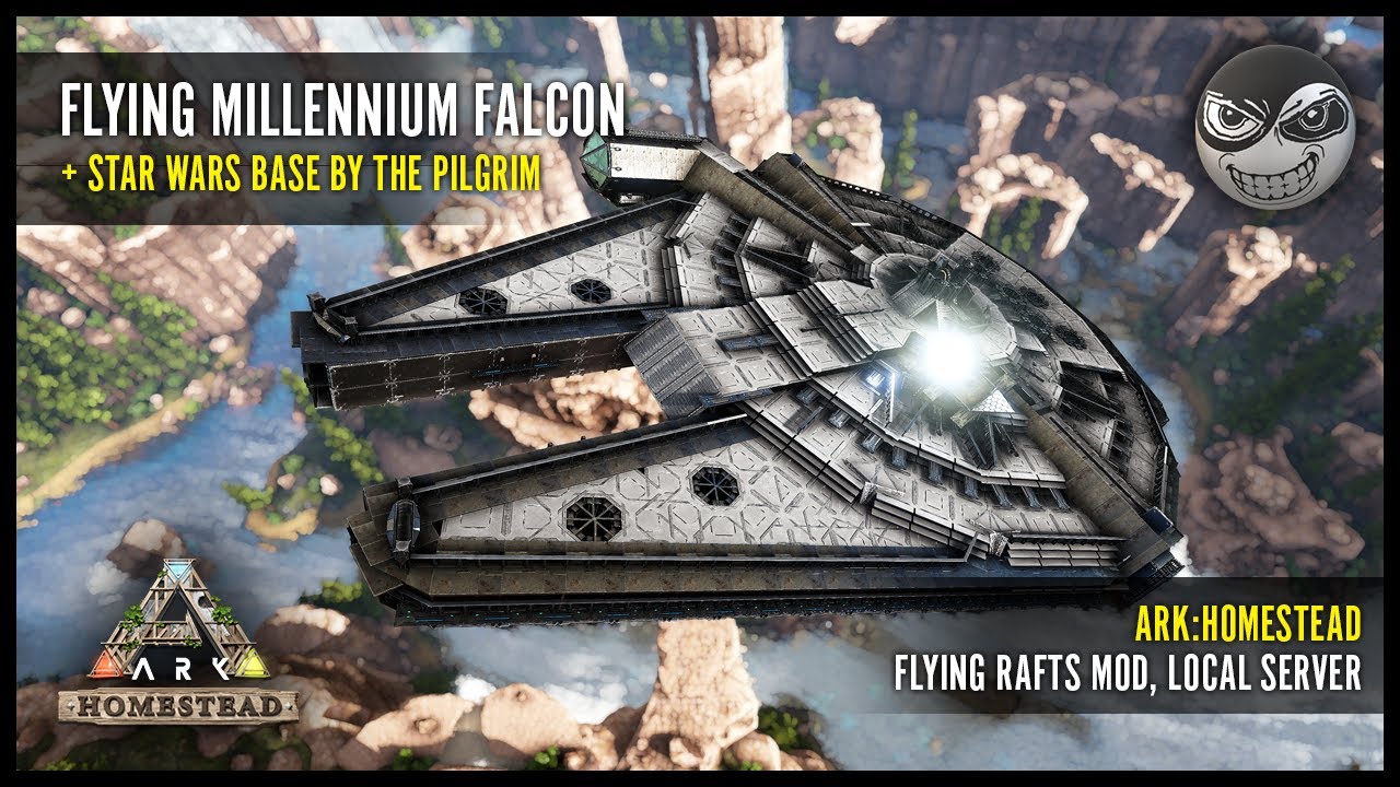 Flying Millennium Falcon + Star wars base by the Pilgrim ARK