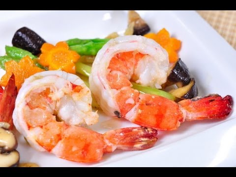 หน่อไม้ฝรั่งผัดกุ้ง