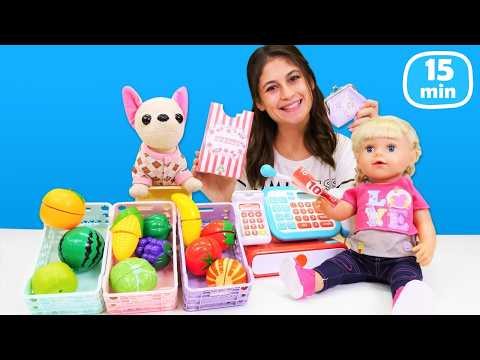 Ayşe Gül'e penguen şeklinde bir çöp kovası yapıyor ve birlikte marketçilik oynuyorlar! Çocuk videosu