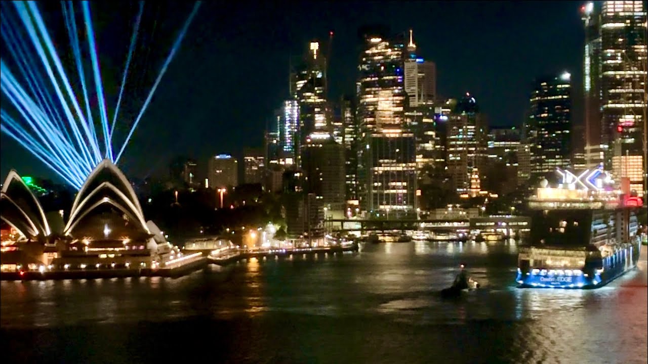 Cruise Ship Celebrity Edge arrives first time this cruise season with a Sydney light show October 17