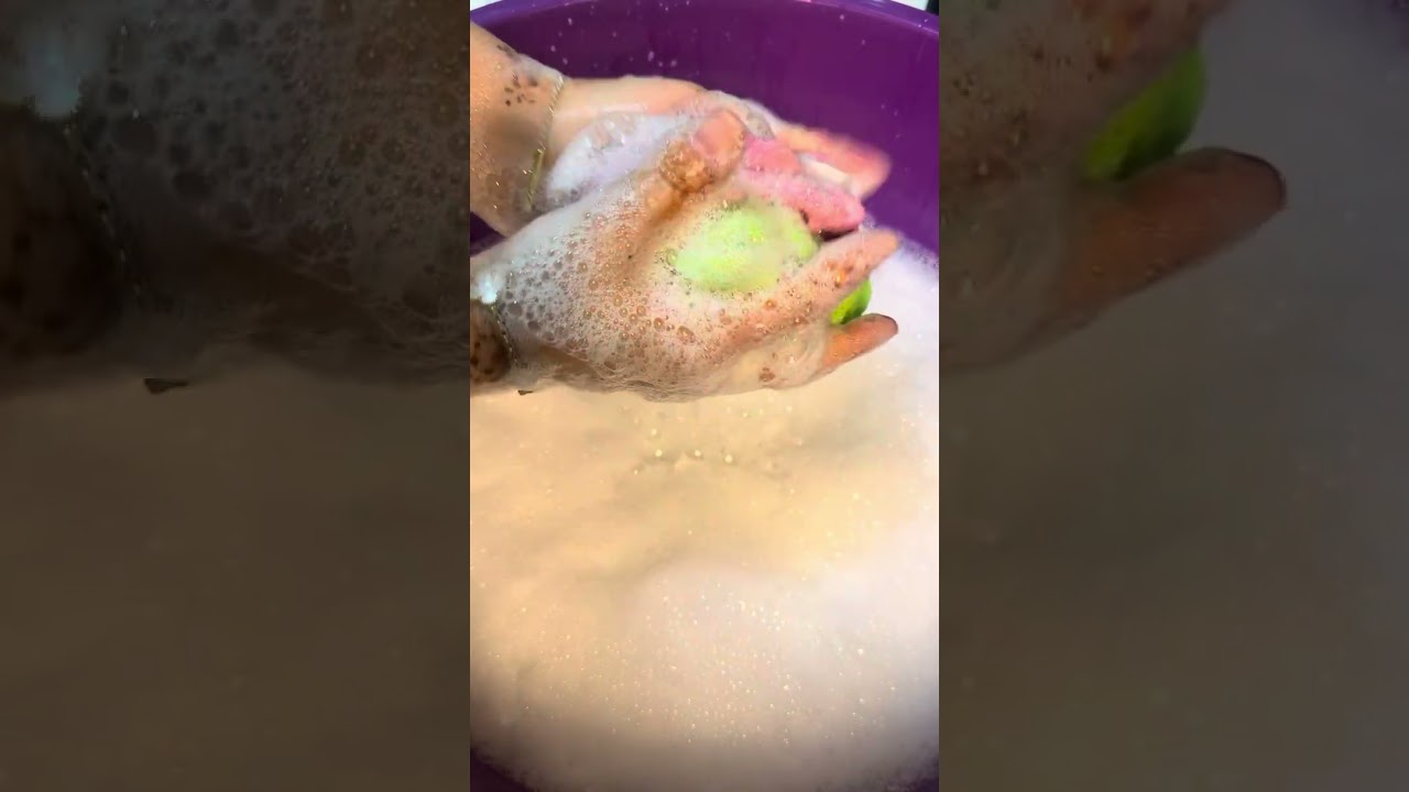 “Washing My Hands with Grape Soap 🍇💜 So Relaxing” “Wait for the Bubbles… ”