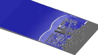 Boussinesq simulation 2D tsunami through town medium wave screenshot 5