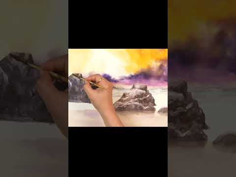 #shorts Without <strong>Sketch</strong> Landscape Watercolor - Coastline (wet-in-wet, Arches <strong>rough</strong>) NAMIL ART