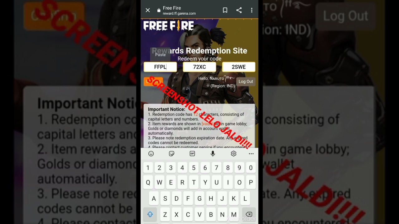 FFPL 500K MILESTONE REWARD|REDEEMCODE|NOT FAKE😤 | REDEEM KARO JALDI||