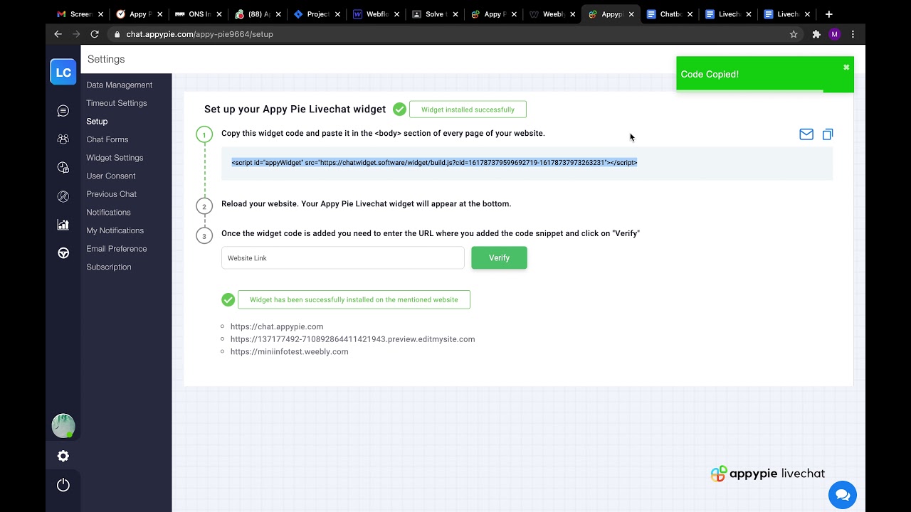 How you can deploy Appy Pie Livechat’s widget on your Weebly website?