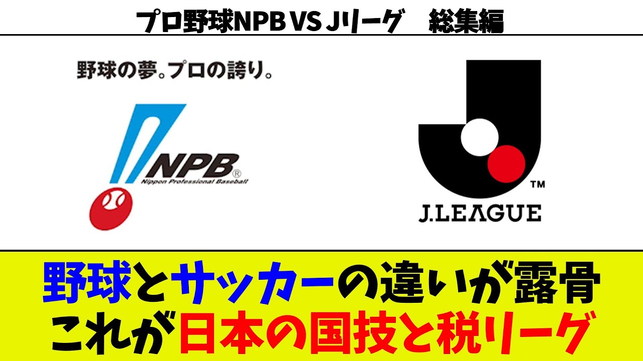【野球VSサッカー総集編】これが野球とサッカーの違い。税リーグを大きく上回る国技の野球
