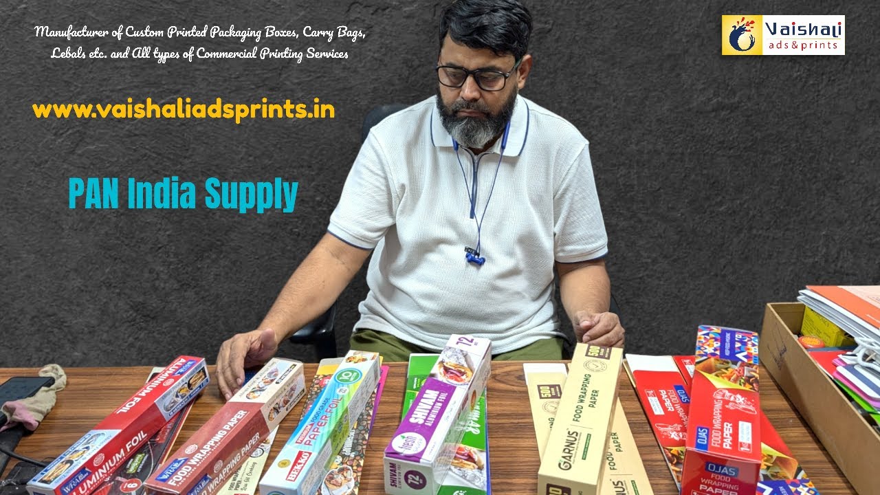 CUSTOM PRINTED PACKAGING BOXES FOR ALUMINIUM FOIL, BUTTER PAPER, FOOD WRAPING PAPER, CLING FILMS ROL