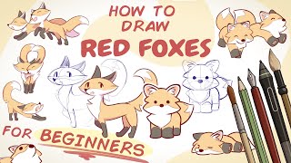 How to draw RED FOXES - Easy Designs for Beginners