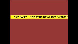 SSRS 01 DisplayData