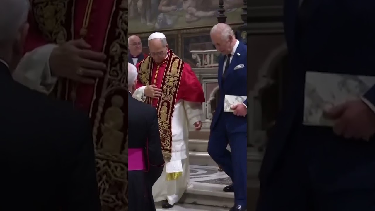 King Charles and Pope Leo pray together