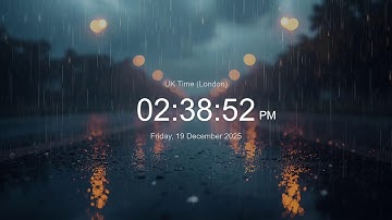 🔴 LIVE | Clock / Current Time in GMT / UK / Rain Sounds / What Time Is It Now