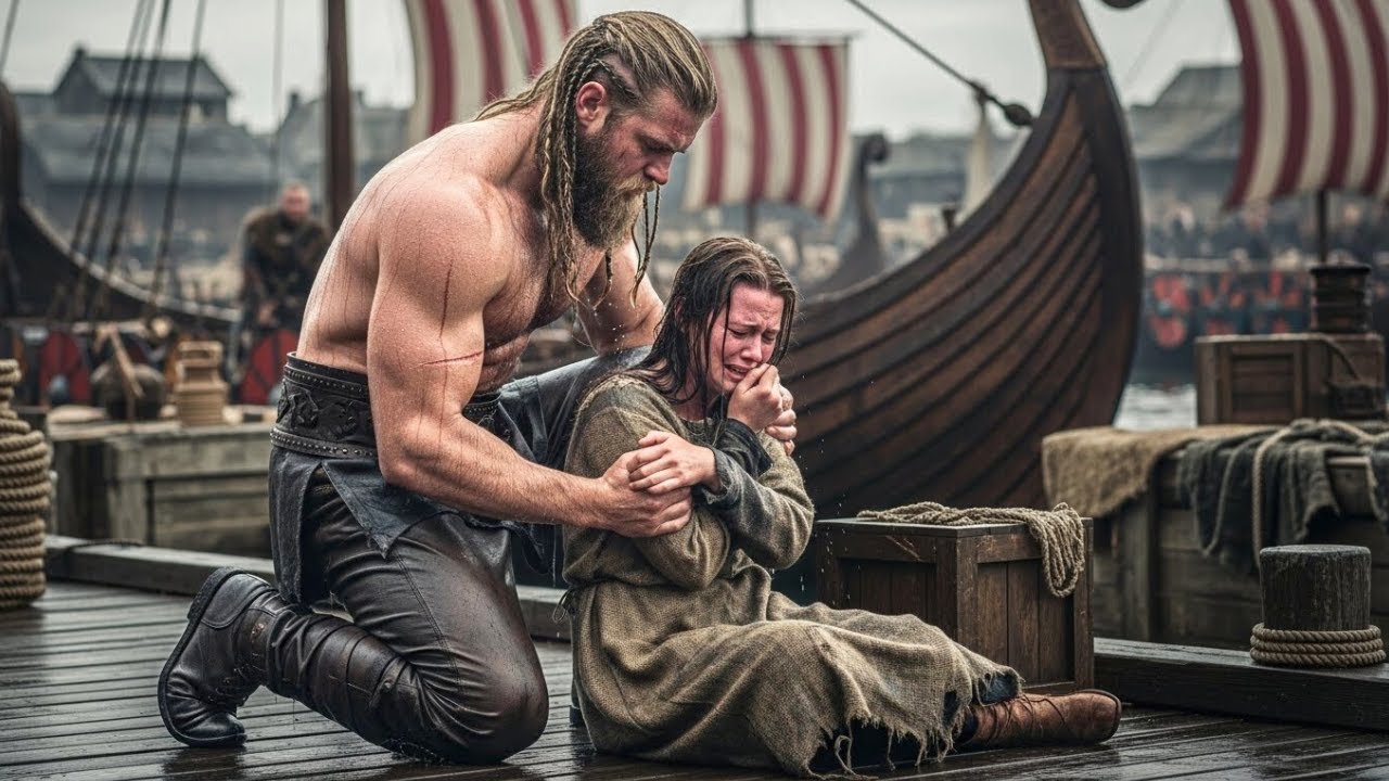 Giant Viking Saved Crying Slave Maiden at Harbor — Unaware Who She Really Was