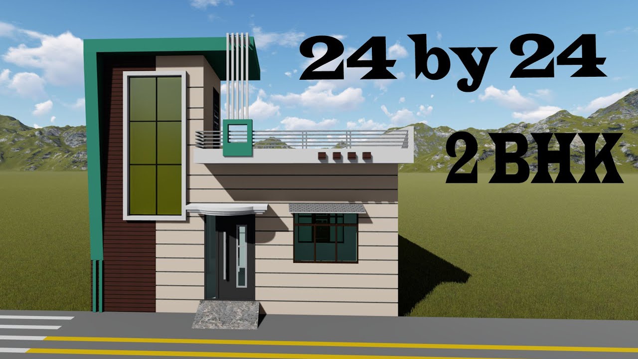 24 *24 duplex house plan !! 24 *24 house design 3d !!