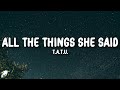 T A T U All The Things She Said Lyrics