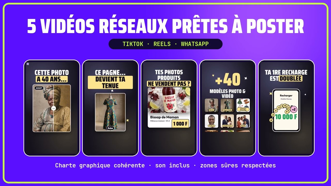 créer 5 vidéos animées verticales pour vos réseaux sociaux TikTok, Reels et WhatsApp