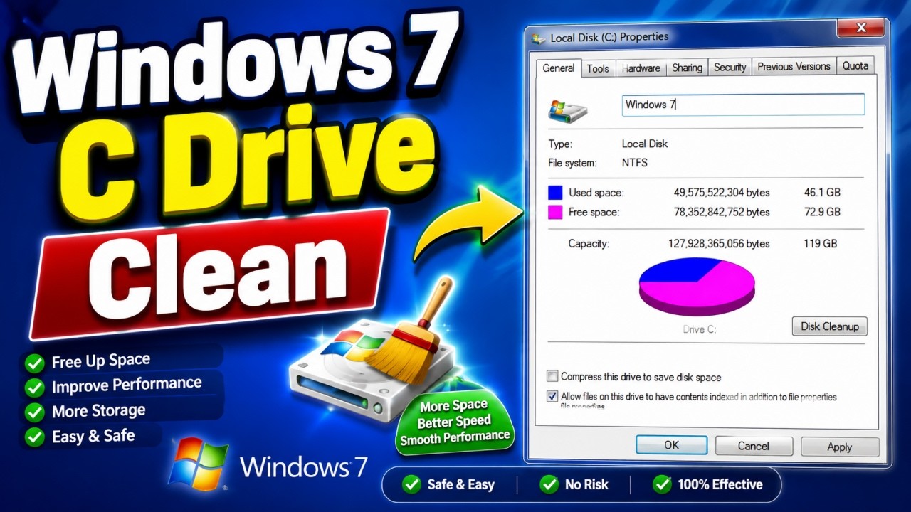 How to Clean Windows 7 C Drive | Free Up Disk Space | Computer Basic C