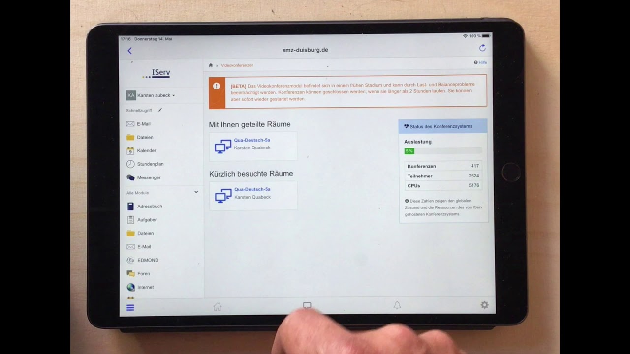 Videokonferenzen in IServ am Tablet