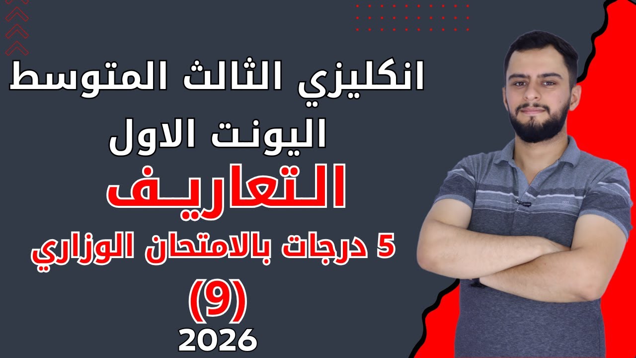 انكليزي الثالث متوسط  _ اليونت الاول _ التعاريف _المنهج الجديد 2026