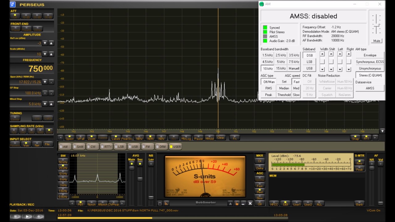 750 kHz CKJH in C-QUAM AM Stereo DX from Michigan on Perseus SDR