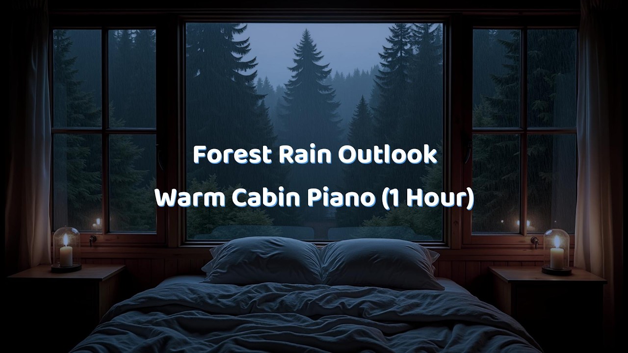 Forest Rain Outlook — Warm Cabin Piano (1 Hour)