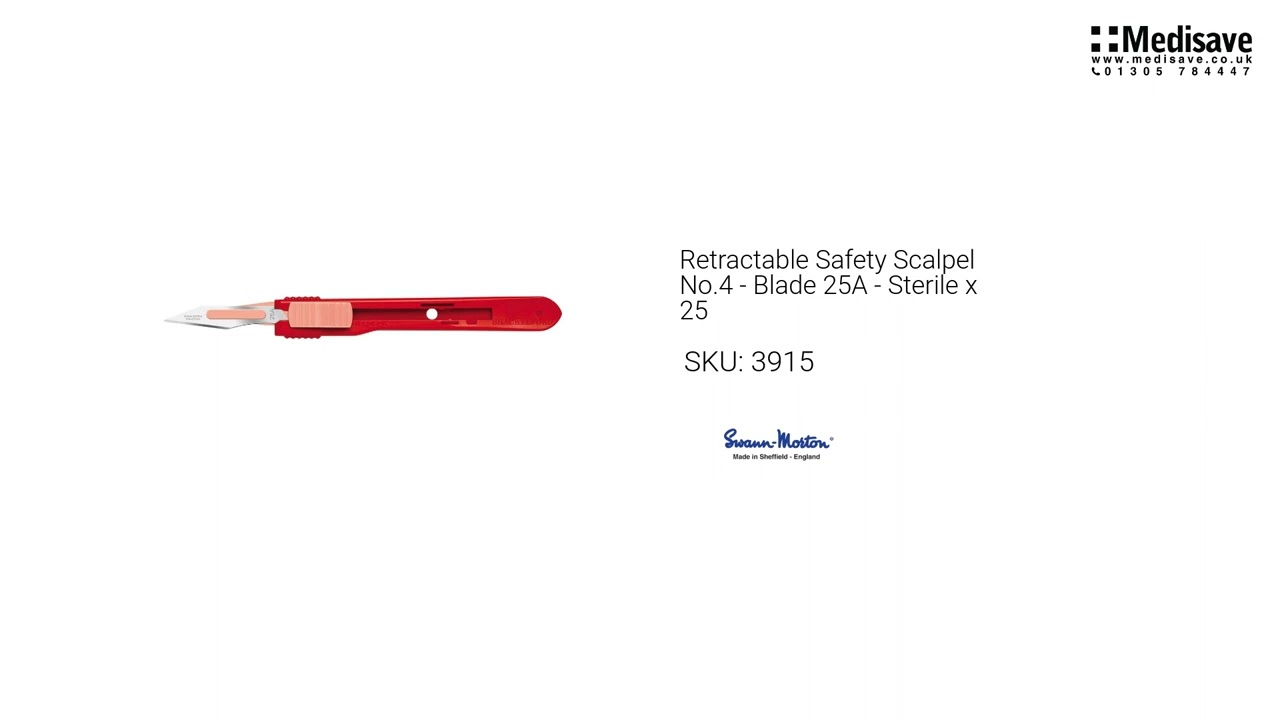 Retractable Safety Scalpel No 4 Blade 25A Sterile x 25 3915