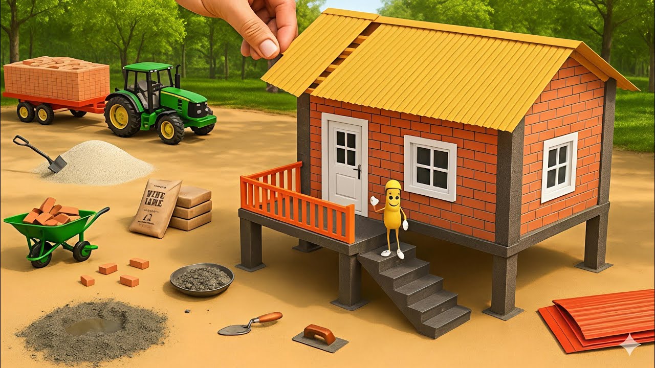 Hailstorm Destroys Mini House! 🌩️ Extreme Weather Test | DIY Mini Fireproof Cement House Constructs