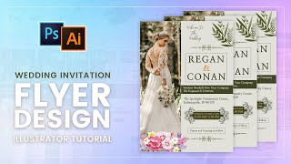 How to design wedding invitation flyer in Illustrator cc 2023 | Wedding flyer design screenshot 5