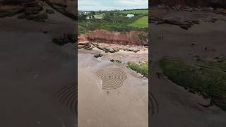 Drone Footage of Sand Painting - Sand Art on Exmouth Beach