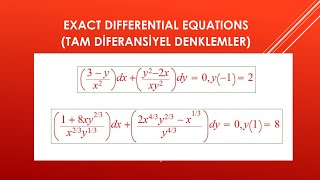 Tam Diferansiyel Denklemler, 2 Örnek Soru (#exact #differential #equations)
