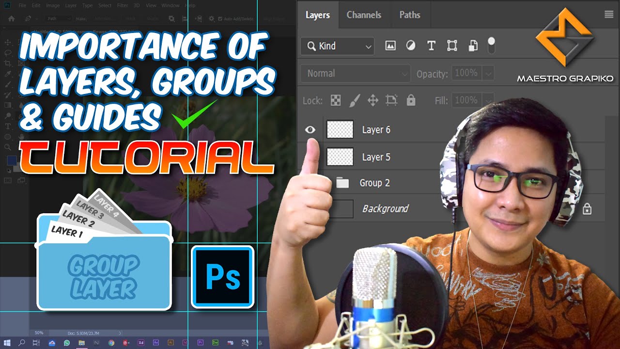Adobe Photoshop LAYERS / GROUPS / GUIDES & Layer Lock - YouTube