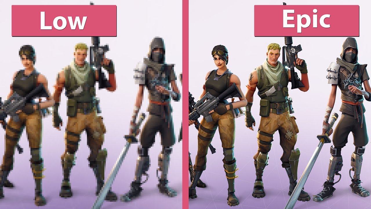 Fortnite Pc 4k Uhd Low Vs Epic Graphics Comparison Youtube