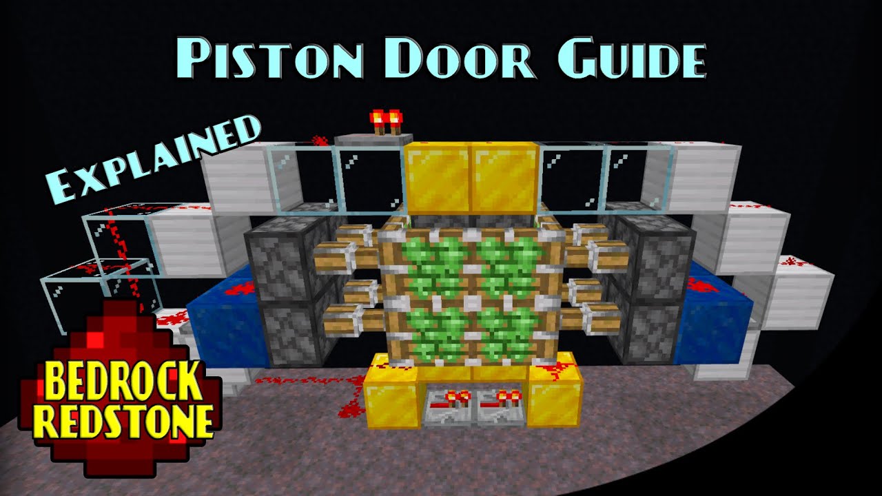 Piston Door Guide Flush Hidden Doors | Minecraft Bedrock Redstone Tutorial | MCPE XBOX PS SWITCH