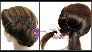 Легкий способ вечерней прически на короткие волосы.Easy way to evening hairstyles for short hair.