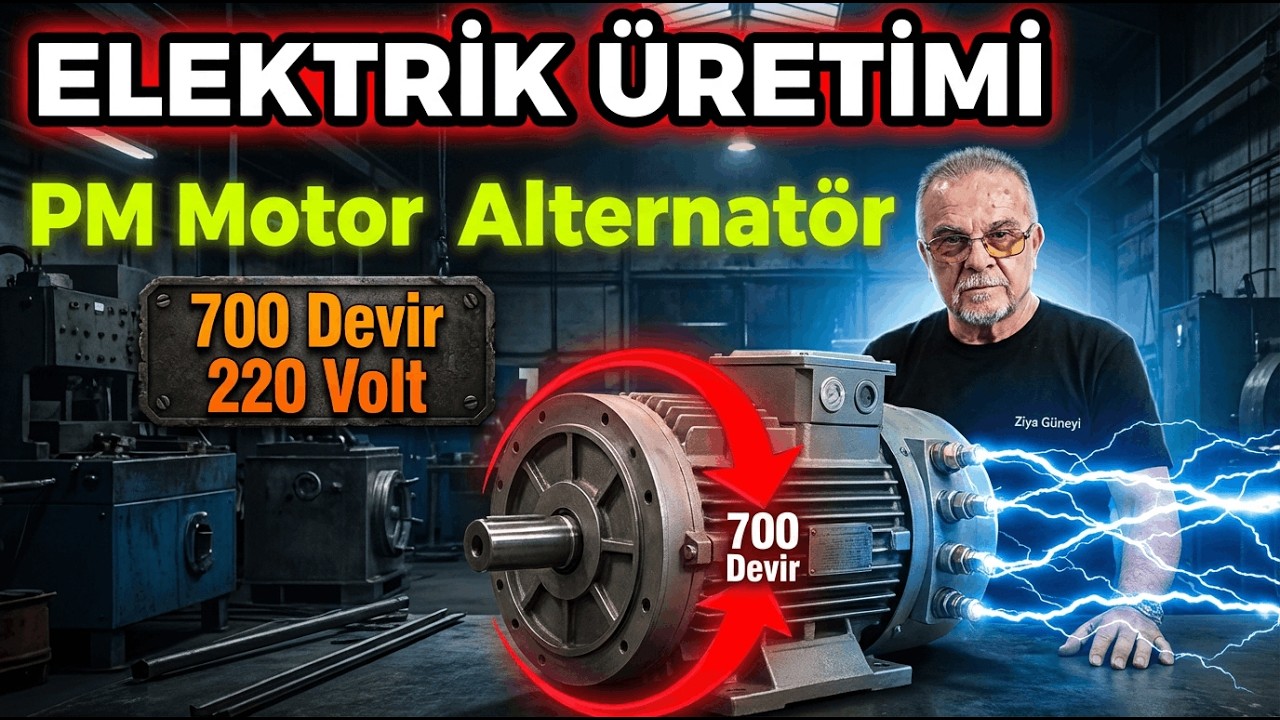 Engine With Mask PM motor alternator 700 devirde 220 volt elektrik üretimi - YouTube