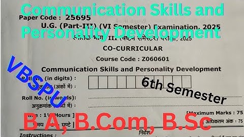 Communication Skills and Personality Development || 6th Semester || B A, B.Com, B.Sc || VPSPU ||