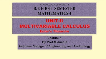 Unit-2 |Multivariable Calculus |Euler