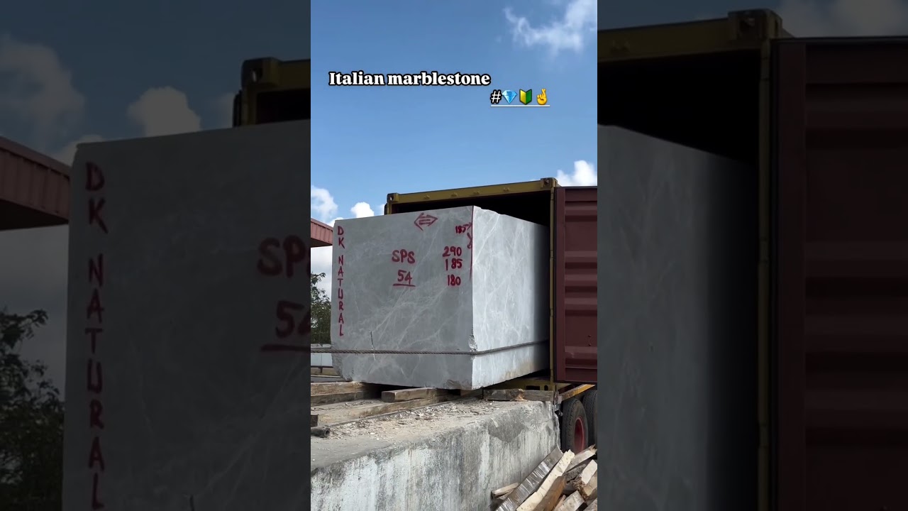Italian marble block unloading 