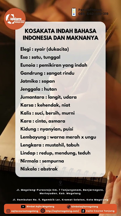 Kosakata Indah Bahasa Indonesia 😍 #kosakataindah #bahasaindonesia #bimbelmagelang #puisi #shorts