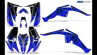 ATV Graphics kit Sticker Decal Compatible with Yamaha Raptor 350 2004-2014 - Flames Blue