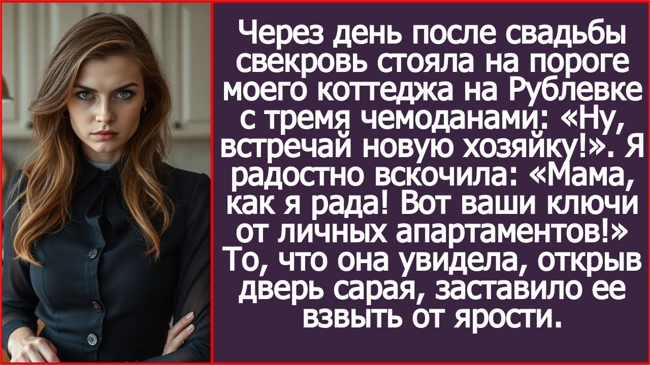 Через день после свадьбы свекровь стояла на пороге моего коттеджа на Рублевке с тремя чемоданами.